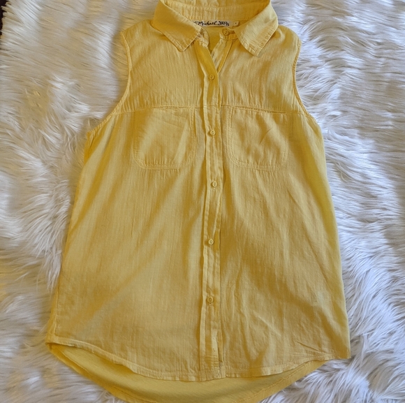 Michael Stars yellow sleeveless buttonup size 1 - Picture 1 of 5